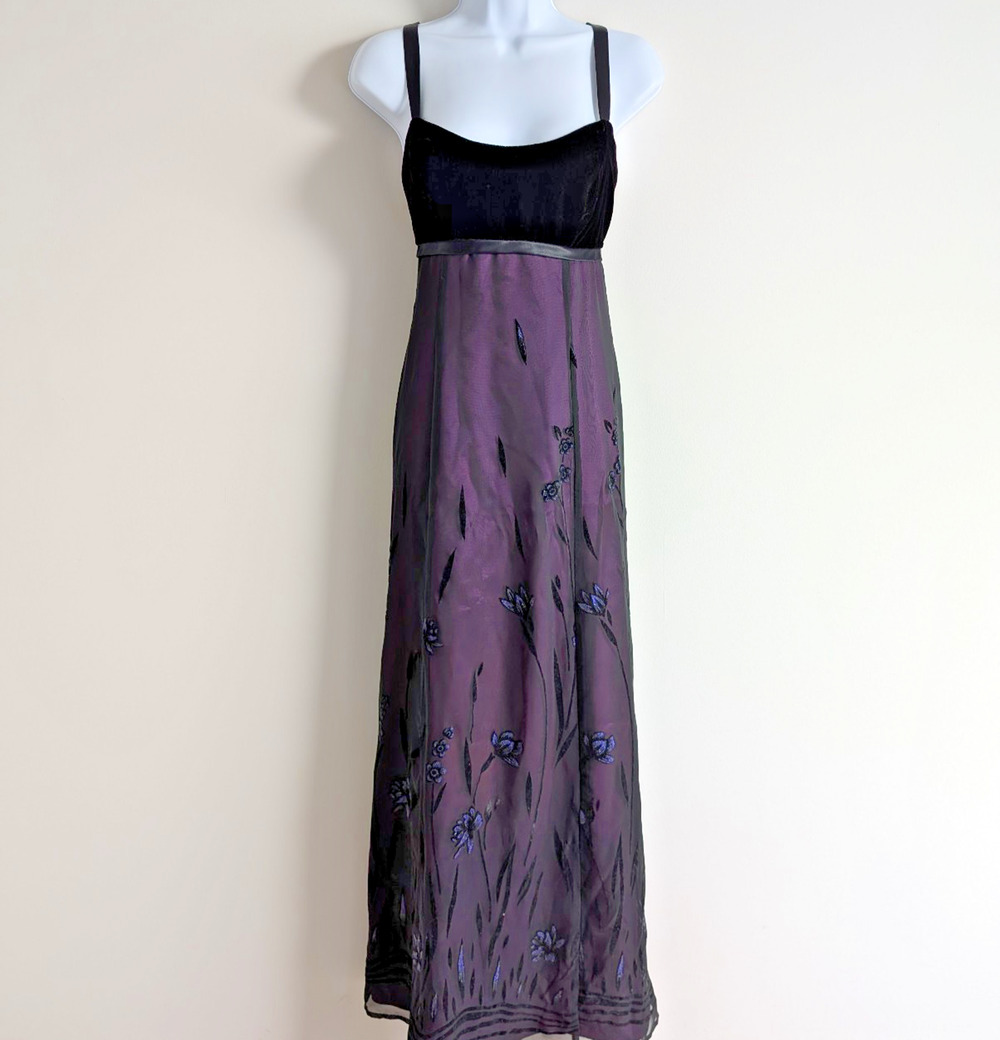 Vintage Morgan & Co Dress Womens 11/12 Empire Waist 90s Whimsigoth Dark Romantic